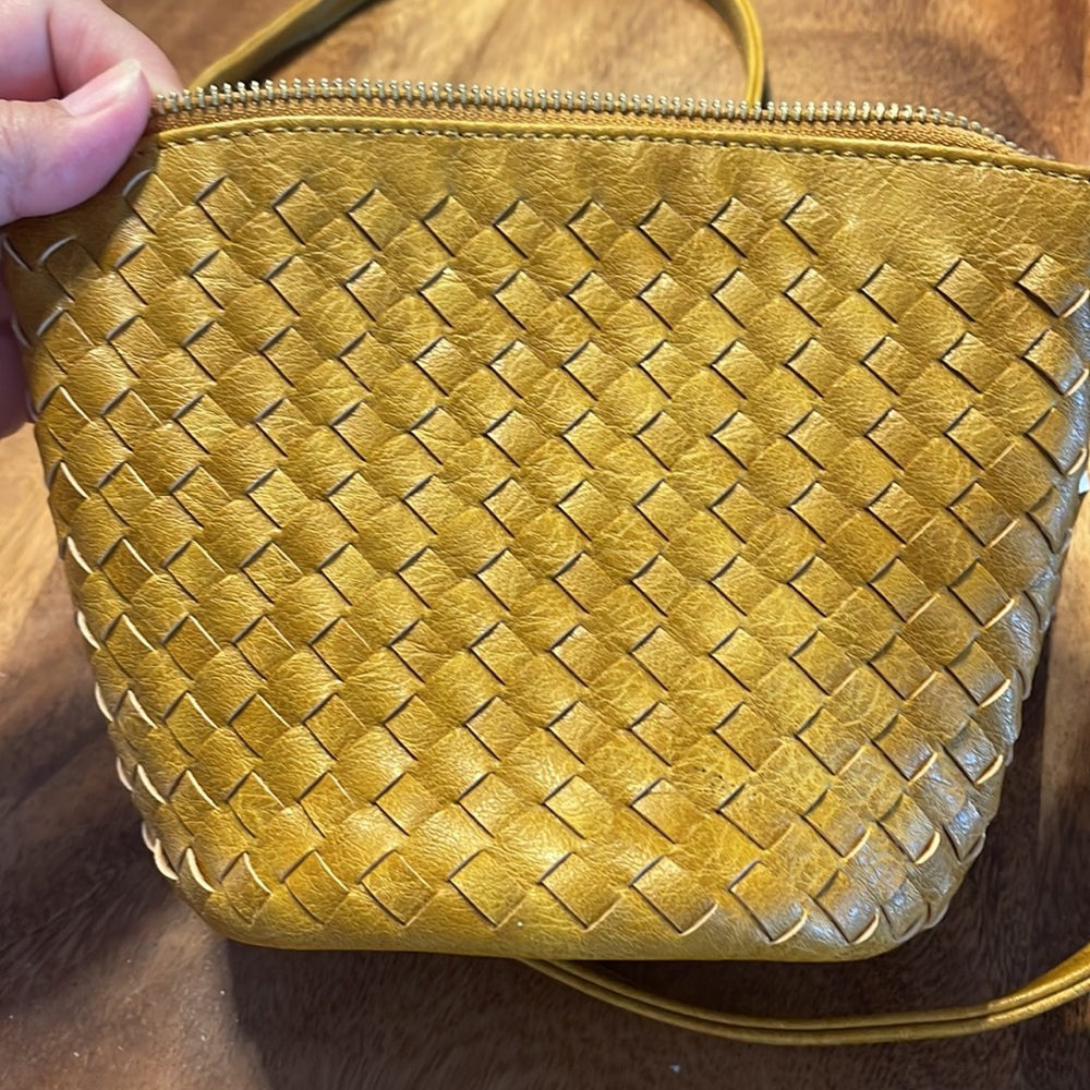 Isabelle weave texture style mini crossbody brown